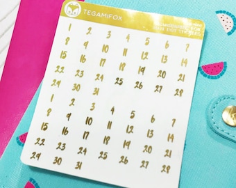 Clear Foiled Date Dots - Mini Date Stickers - Transparent with over 35 Foil Color Options - DAY003