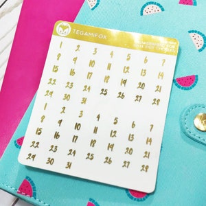 Clear Foiled Date Dots - Mini Date Stickers - Transparent with over 35 Foil Color Options - DAY003