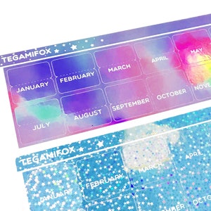 Monthly Planner Tabs Foil Tabs for Planners, Bullet Journals, Traveler's Notebook, and Hobonichi 12 Months 35 Foil Colors TAB005 image 1