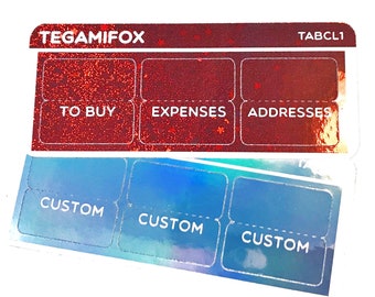 Custom Foil Planner Tabs - 3 Personalized Tabs - 35 Foil Colors - TABCL1