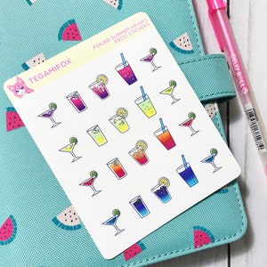 Cocktailstickers, zomerdrankjes, drankstickers, Martini, folieplannerstickers, meisjesnachtstickers, feeststickers, foliedecoplanner