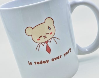 Business Bear Mug - 11oz coffee mug - Work Mug - Tired Mug - Kawaii Drinkware - Cute Korean Cup - Japanese Mug