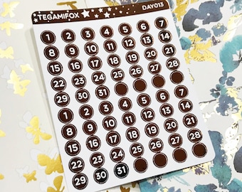 Solid Fill Foil Date Dot Stickers - Over 35 Foil Color Options - DAY013