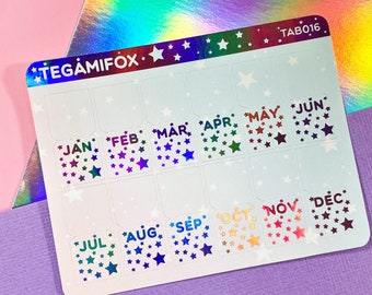 Holo Dreams Foil Tab Stickers - Pastel Starry Galaxy - Hobonichi Weeks - Hobonichi Cousin Tabs - Planner Tabs - 12 Months - TAB016