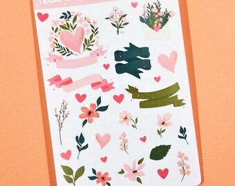 Peachy Valentine - Clear Matte Deco Stickers - Valentine's Day Deco Stickers - BJK005