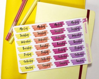 Foiled Glitter Watercolor Brushstroke Date Cover Stickers for Planners and Bullet Journal - SUNSET - Warm, Beachy Colors - DAY008