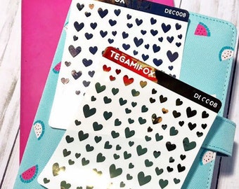 Foil Heart Clear Planner Stickers - Choose your own foil color - Various Hand Drawn Heart Sizes - DEC008