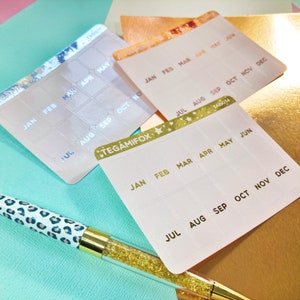 Blush Pink and Foil Tab Stickers - Hobonichi Weeks - Hobonichi Cousin Tabs - Planner Tabs - 12 Months - 3 Foil Colors - TAB014