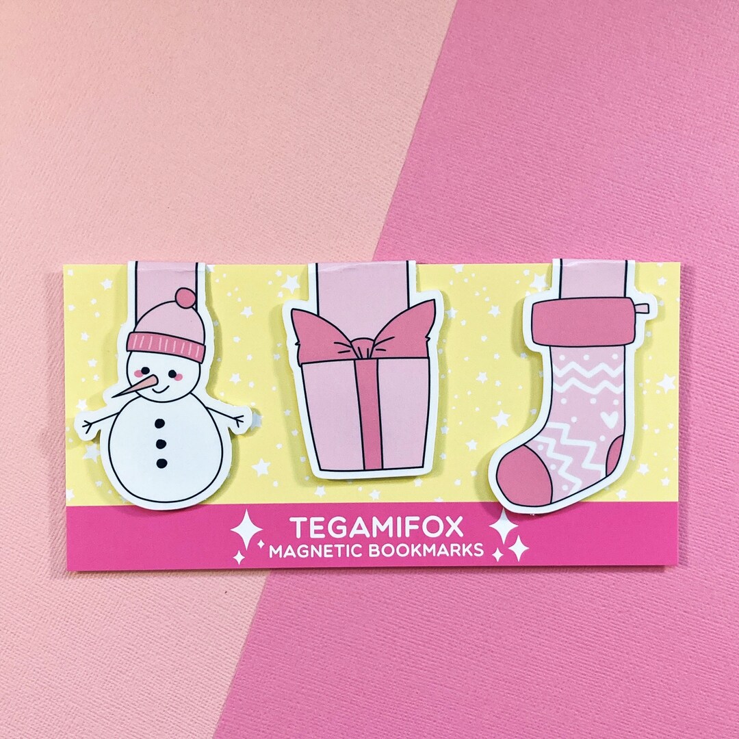 Pink Christmas Bookmark Set Individuals Available Etsy
