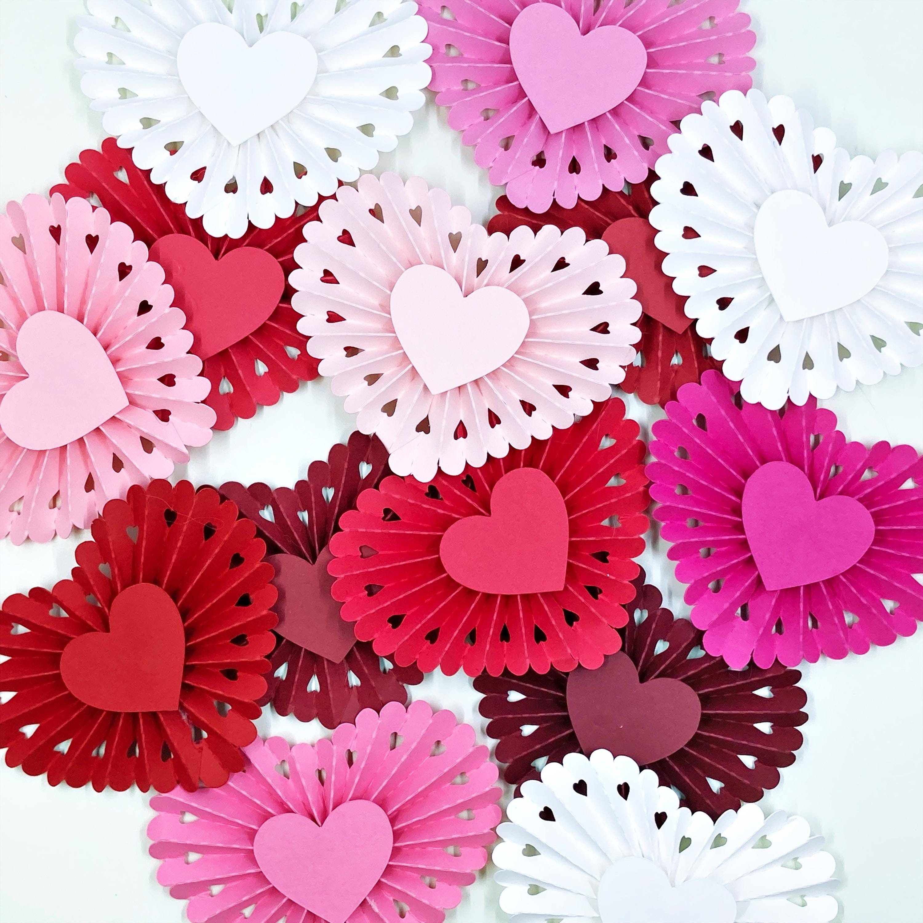 Heart Center Roses Scalloped Lace Heart Rosettes With Heart Centers - Valentine's Day ...
