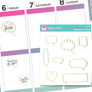 FOIL Transparent Speech Bubble Overlay Reminder Stickers  - REM003