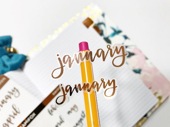 FOIL Monthly Transparent Date Script Stickers - Small and Large Font Size Option - Over 35 Foil Colors - DAY015 - DAY016