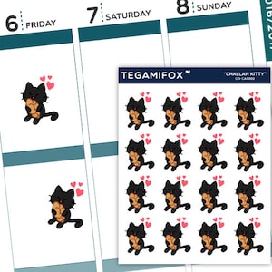 Joodse Planner Stickers, Challah Stickers, Jodendom Stickers, Challah Kitty, Kawaii Joodse Planner Stickers, Handgetekende Stickers, Chanoeka