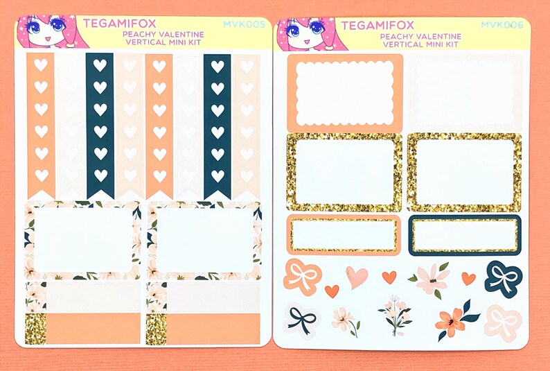 Peachy Valentine Mini Vertical Kit Planner Sticker Kit PV-MVK image 2