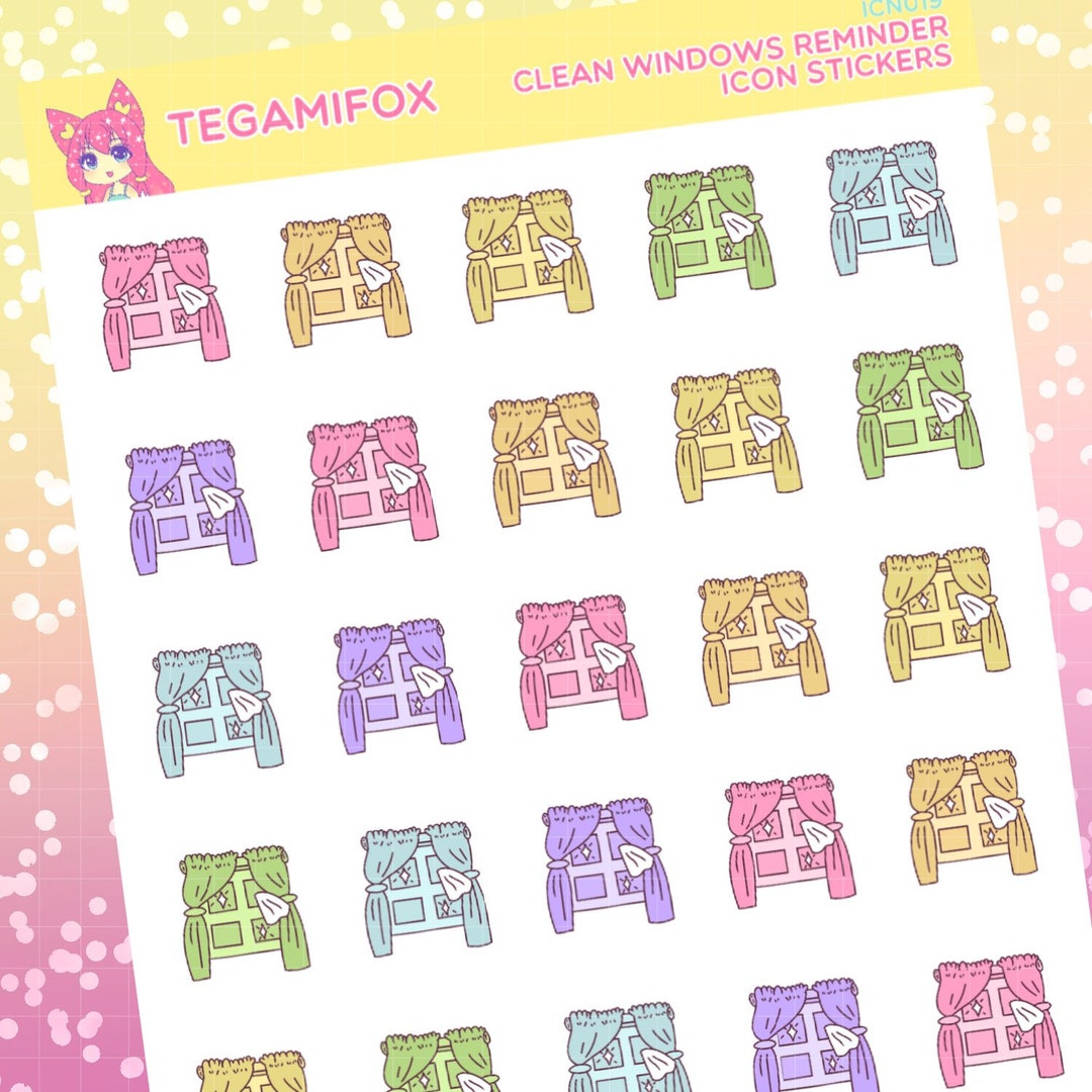 Window Cleaner Sticker Pack Clean Windows Reminder Stickers - Window Icon Stickers - Hand Drawn ...