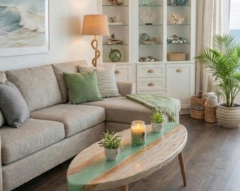 Surfboard Coffee Table 4 ft, Coastal Beach House Decor