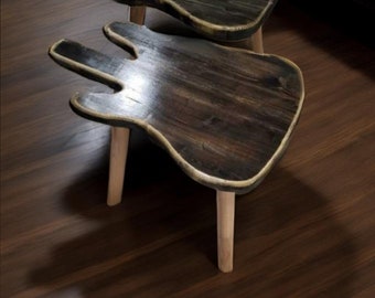 Handmade Guitar End Tables Set, Mid Century Modern Nightstands