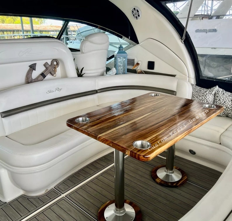 Custom Teak Boat Table Top With Compass & Cupholders and Without - Etsy