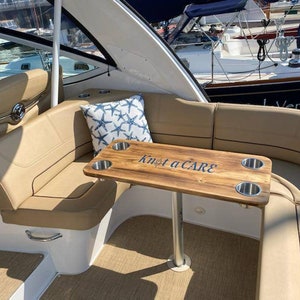 Custom Teak Boat Table - High Gloss Marine Finish - Replacement Cockpit ...