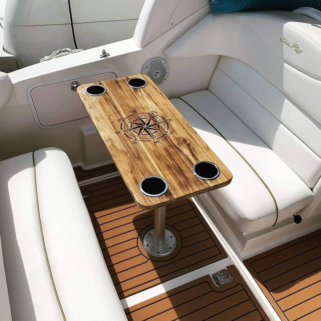 Boat table yacht pontoon boat TEAK custom designs stainless Etsy