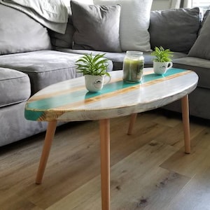 Handcrafted Surfboard coffee table 4 foot free shipping one of a kind wooden surfboard beach house decor surfing gift longboard mcm