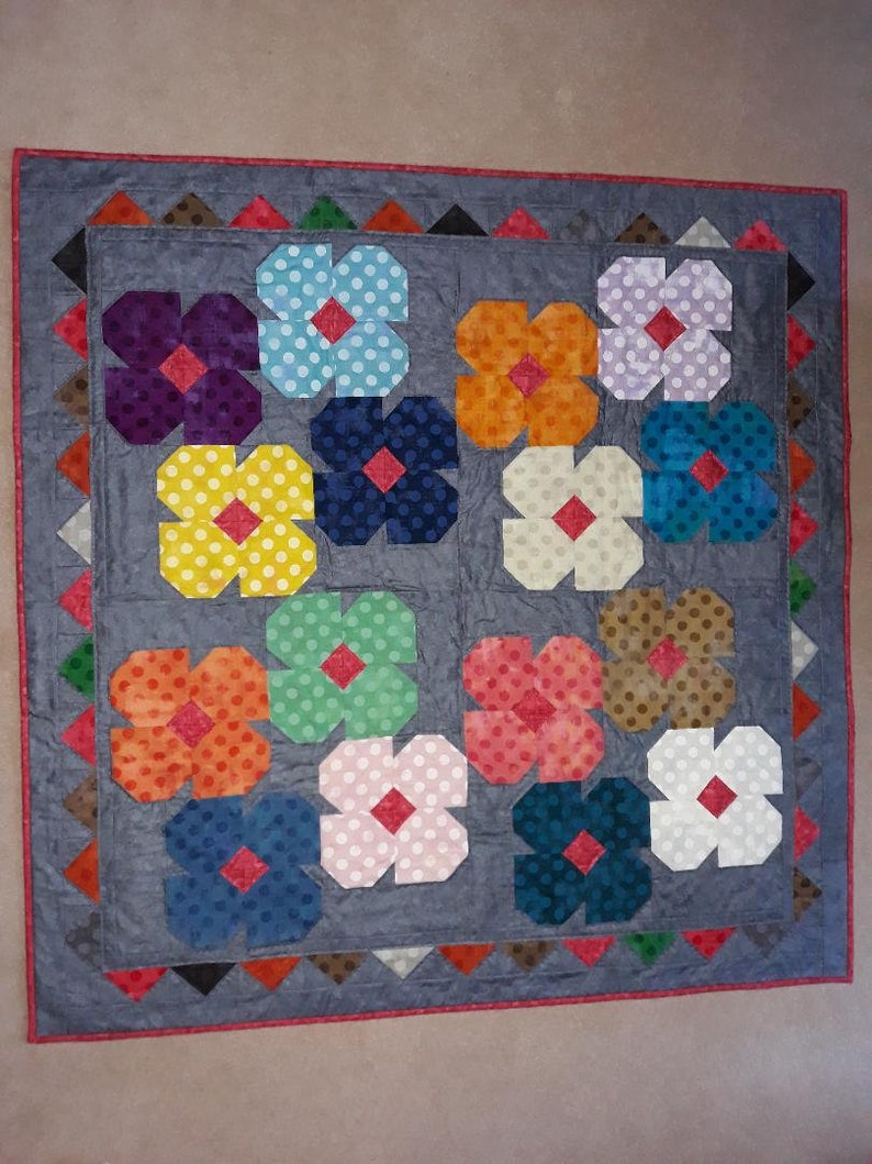 Spinning Flower Power Four Patch Quilt PDF Pattern - Etsy