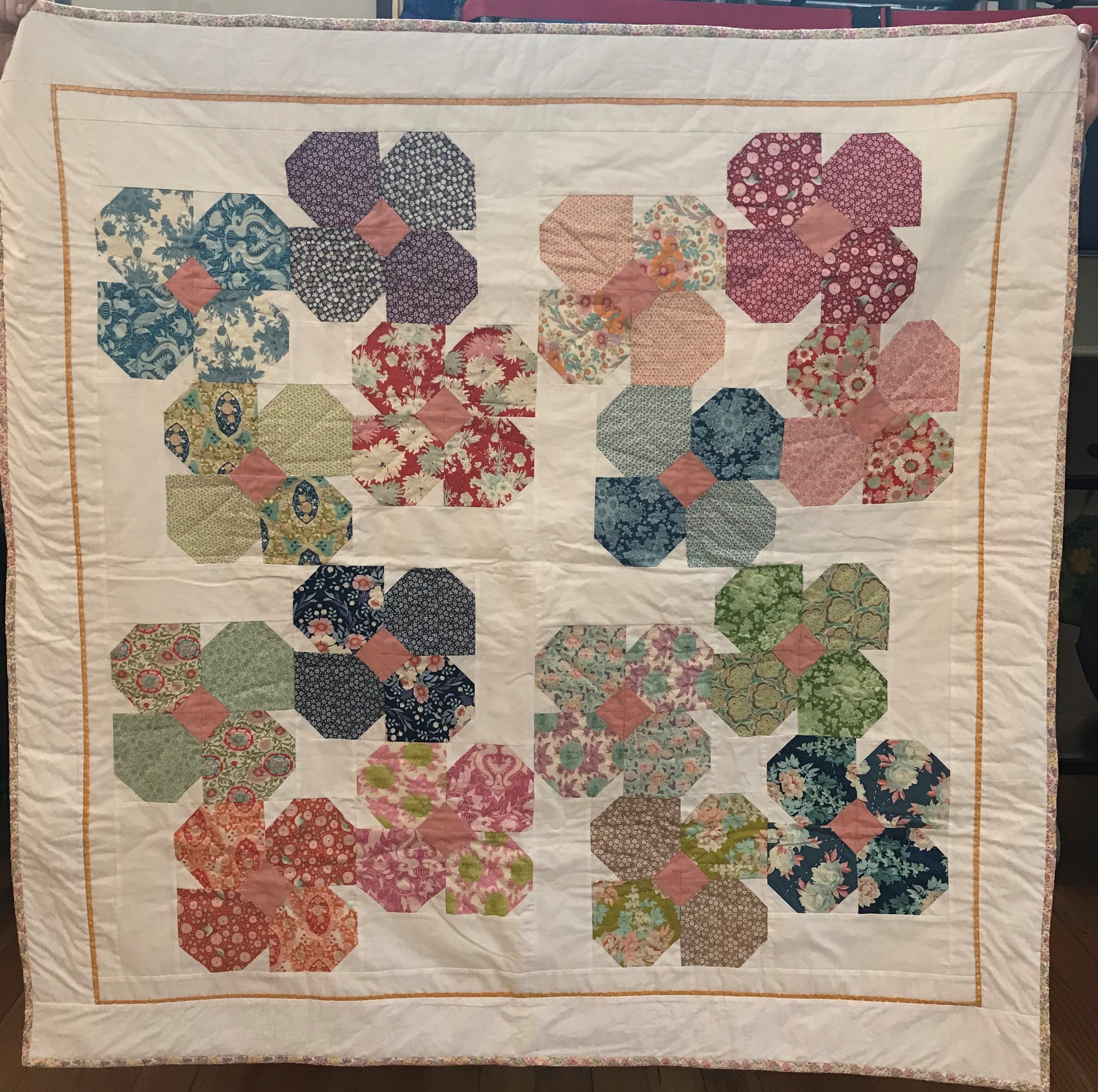 Spinning Flower Power Four Patch Quilt PDF Pattern - Etsy