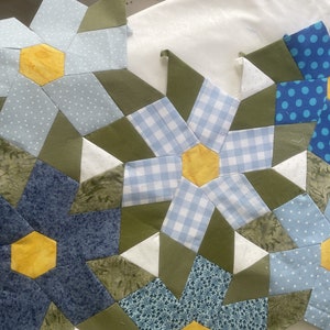 Anemone Flower EPP Pattern an alternative to patchwork hexagons