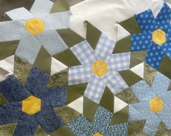 Anemone Flower EPP Pattern an alternative to patchwork hexagons