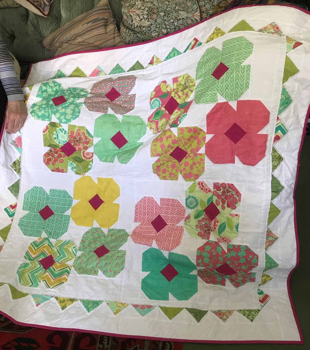 Spinning Flower Power Four Patch Quilt PDF Pattern - Etsy