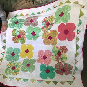 Spinning Flower Power Four Patch Quilt PDF Pattern