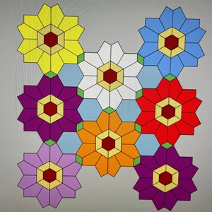 Modelli di patchwork in carta inglese Zinnia