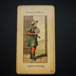 Carte ancienne jeu de TAROT DIVINATOIRE français XIX  Etteilla  Grimaud Paris  carte  67