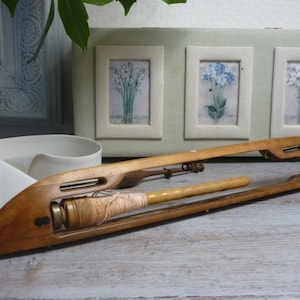Antique french Hardwood WEAVING LOOM SHUTTLE industrial Weaving Loom Shuttle  French Haberdashery