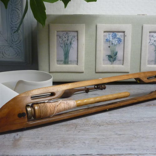 Antique french Hardwood WEAVING LOOM SHUTTLE industrial Weaving Loom Shuttle  French Haberdashery