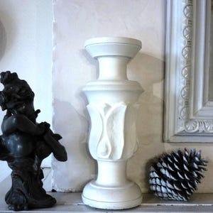 BALUSTER base madera tallada Francia XIX portavelas grande adorno patinado SHABBY