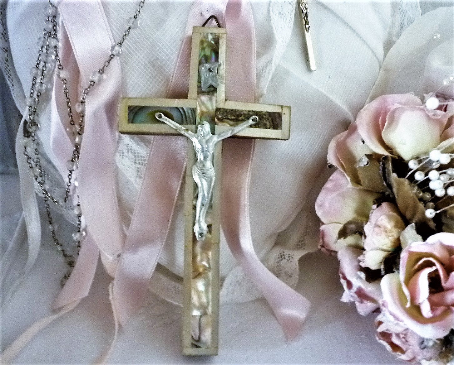 Grande Croix , Crucifix Pectoral Nacre Betlehem