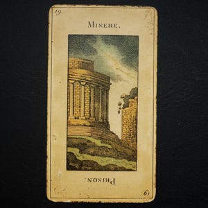 Carta de jogo DIVINATÓRIA TAROT francês antigo XIX Etteilla Grimaud Paris carta 19