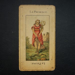 Carta de jogo DIVINATÓRIA TAROT francês antigo XIX Etteilla Grimaud Paris carta 12