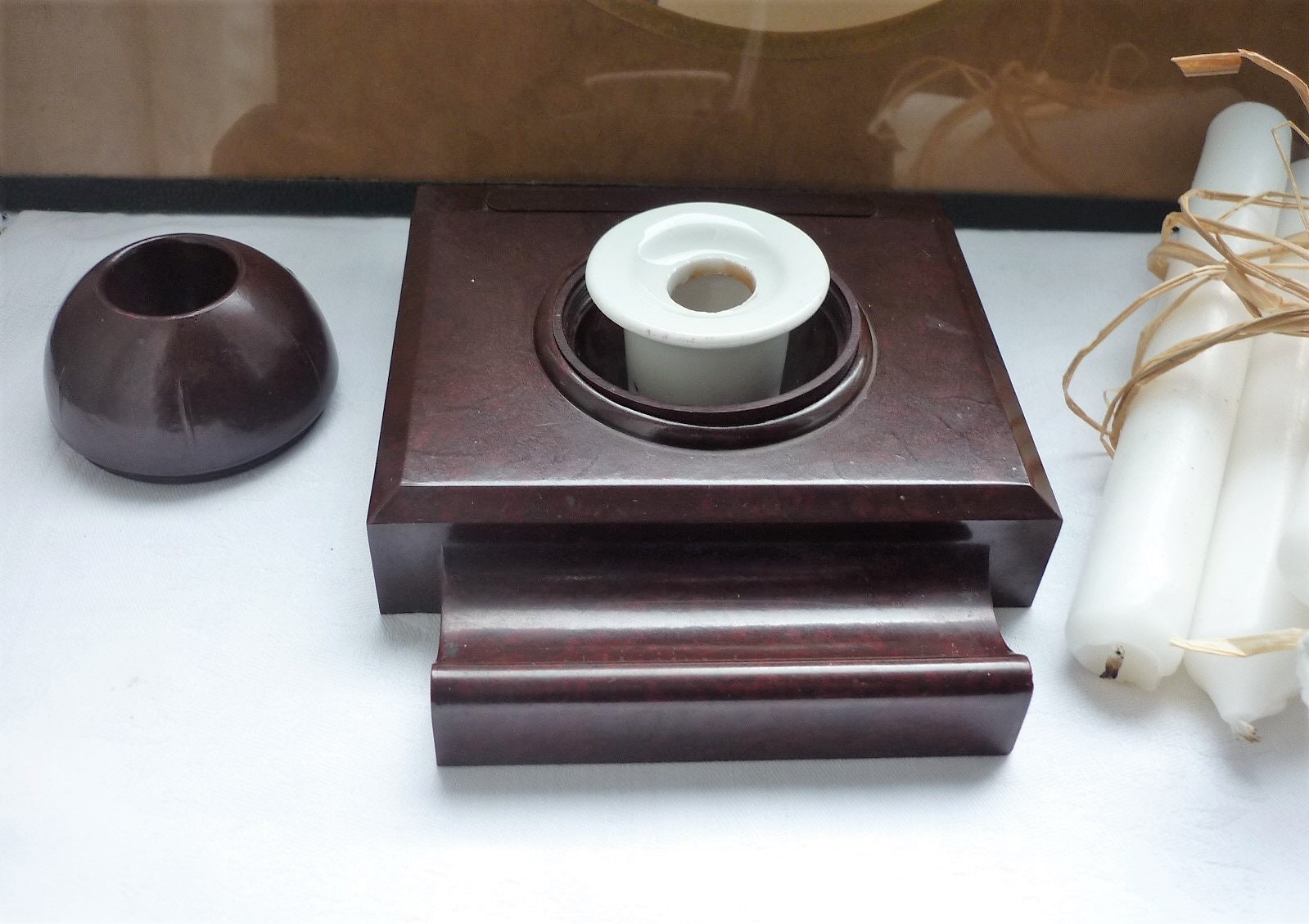 Rare Encrier Bakelite et Porcelaine France Années 30 N1