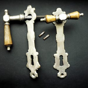 pair of antique french BRONZE and  horn door handles doors knobs XIXe