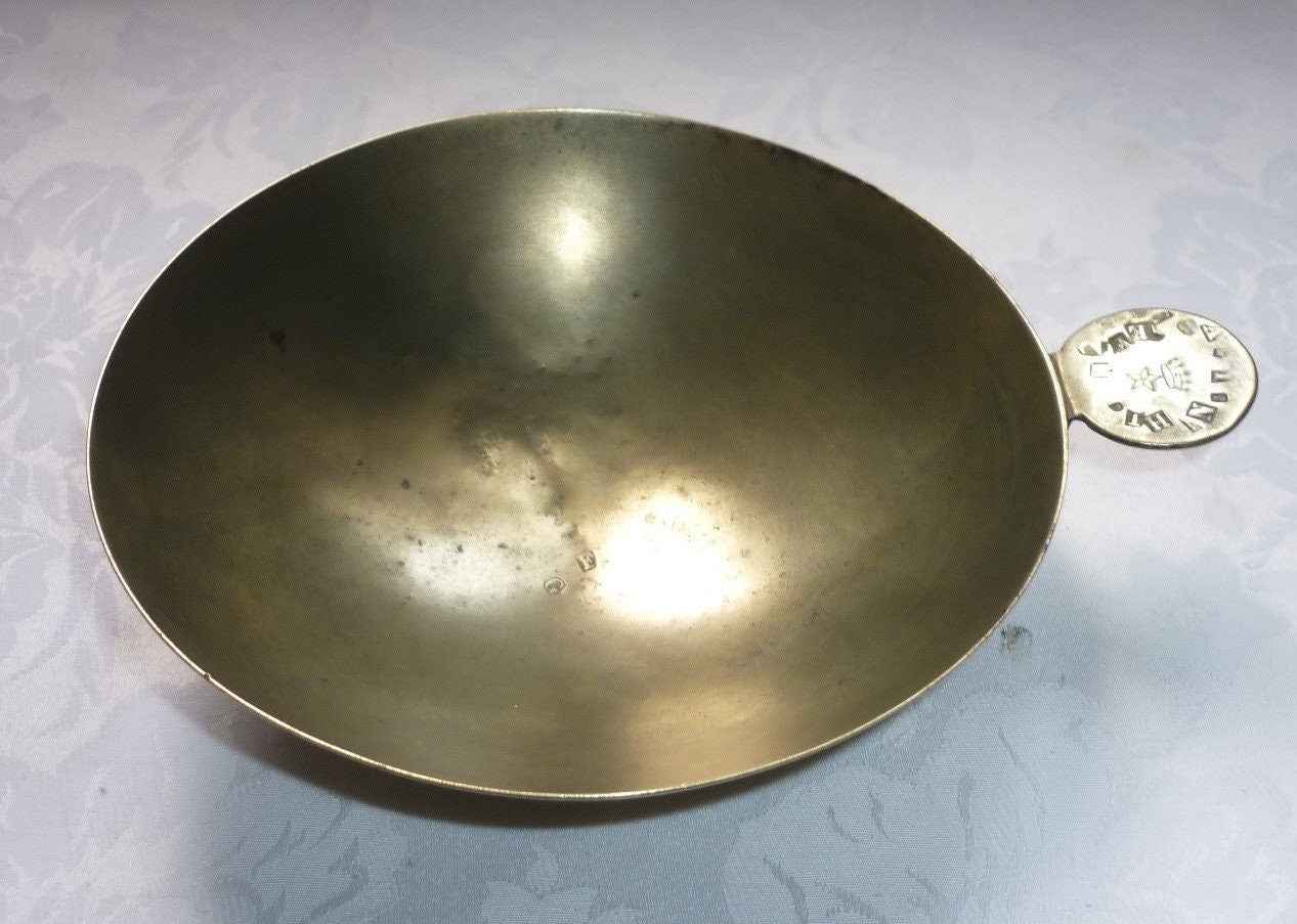 Mesure Ancienne Coupe en Laiton Poinçons de Controle Francais Couronne Ducale Xix