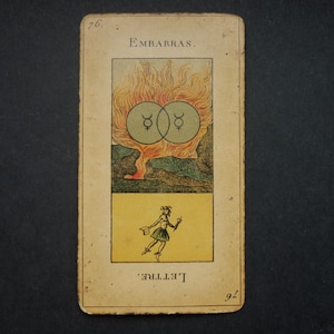 Carta antiga jogo TAROT DIVINATÓRIO Francês XIX Etteilla Grimaud Paris carta 76