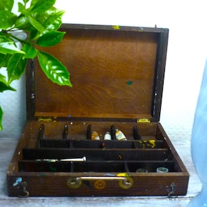 vintage French ARTIST Wooden  paint box MANUFRANCE