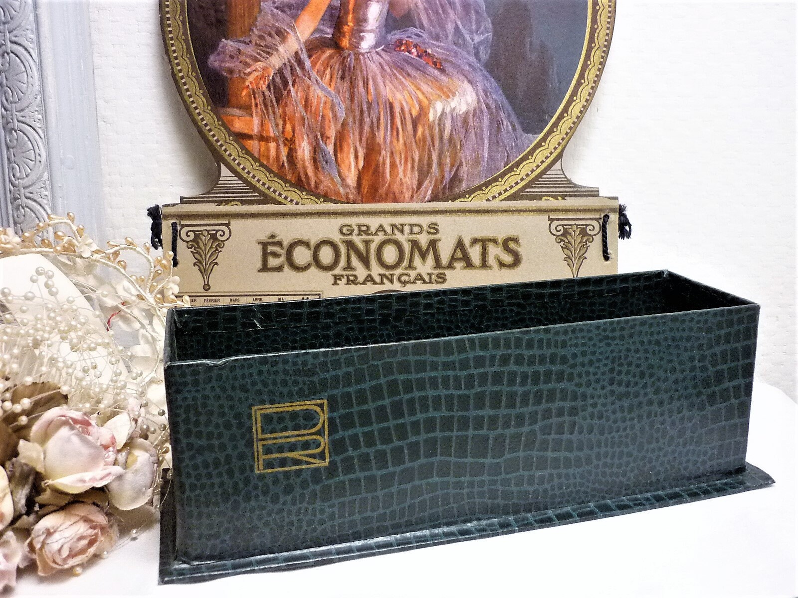 Ancien Porte Lettres Range Courrier France Années 30 en Carton Façon Cuir