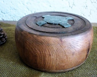 Prachtige Franse handgesneden houten FORT-bal uit de 19e eeuw voor buitenbowlen. Zeldzame Boule Fort Pays de Loire.