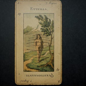 Carte ancienne JEUde TAROT DIVINATOIRE français XIX  Etteilla  Grimaud Paris  carte 8