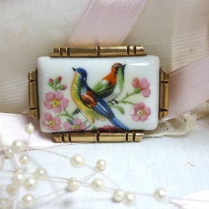 ヴィンテージ リモージュ フランス 磁器 鳥ブローチ、フランス ヴィンテージ リモージュ フランス 磁器 鳥ブローチ、フランス