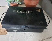 Lovely small antique deed box with beautiful text and original labels.