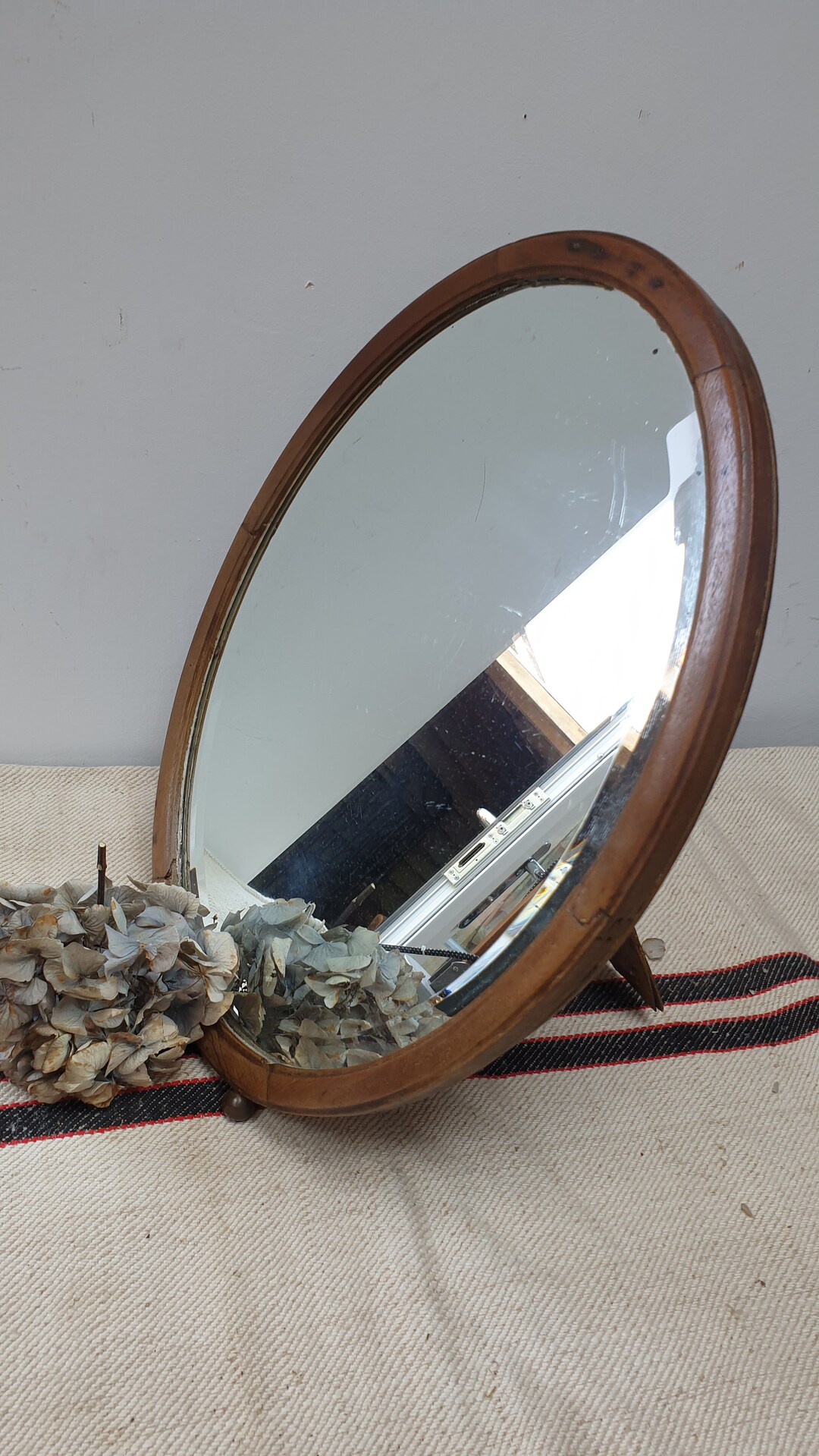A Lovely Antique Easel Stand Oval Mirror With Brass Bun Feet Etsy Canada